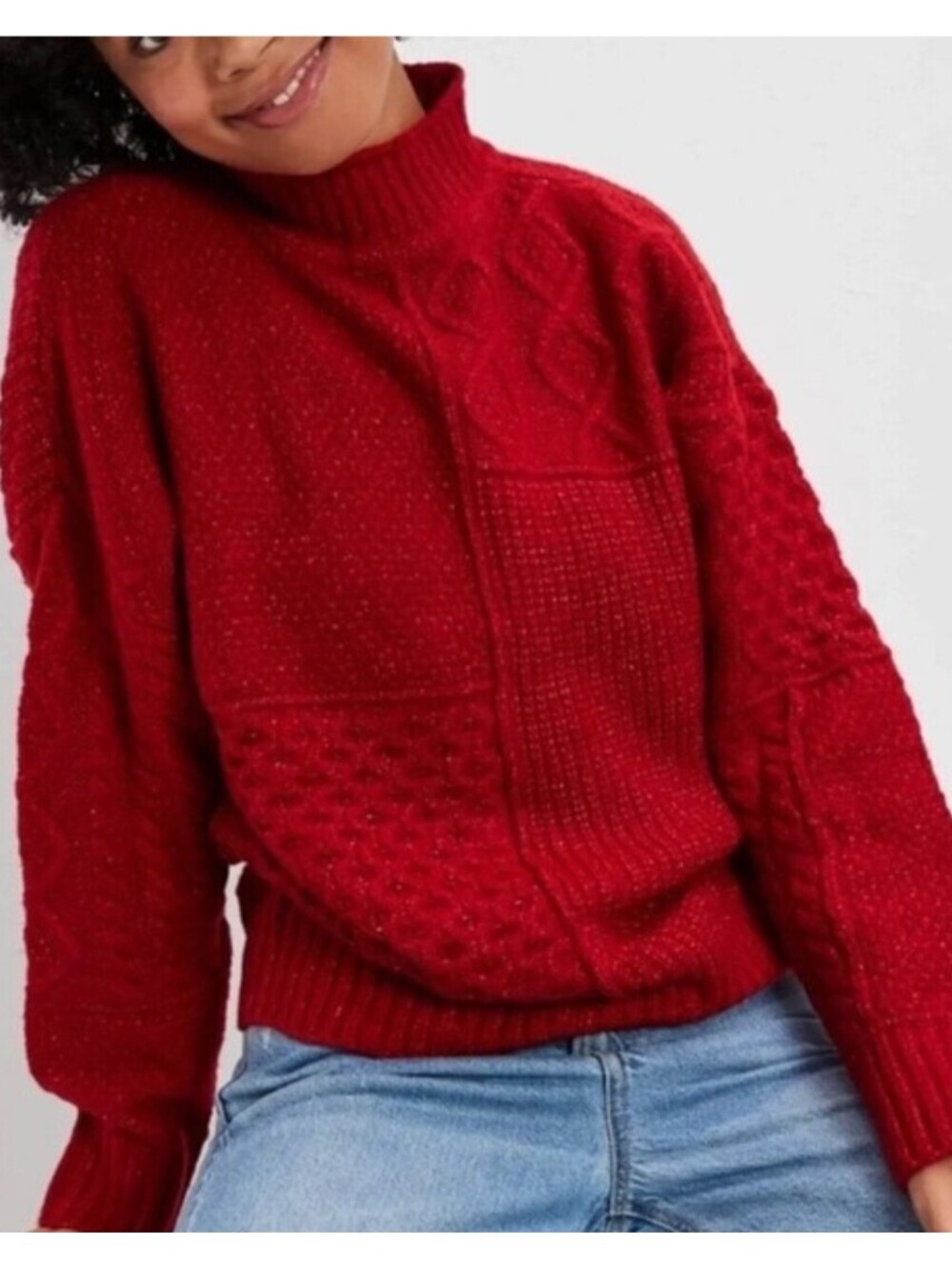 AMERICAN EAGLE red knit crew neck sweater sz S